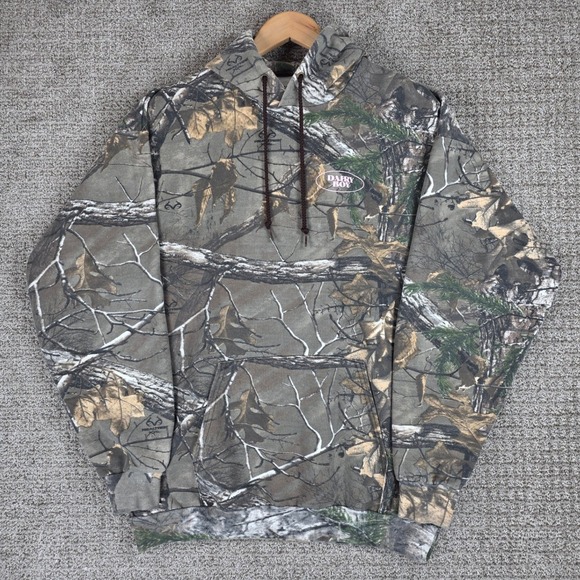 Dairy Boy Tops - Dairy Boy Realtree Camo Hoodie Pink Logo Pullover Sweatshirt Large Womens